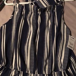 White and navy striped jumper